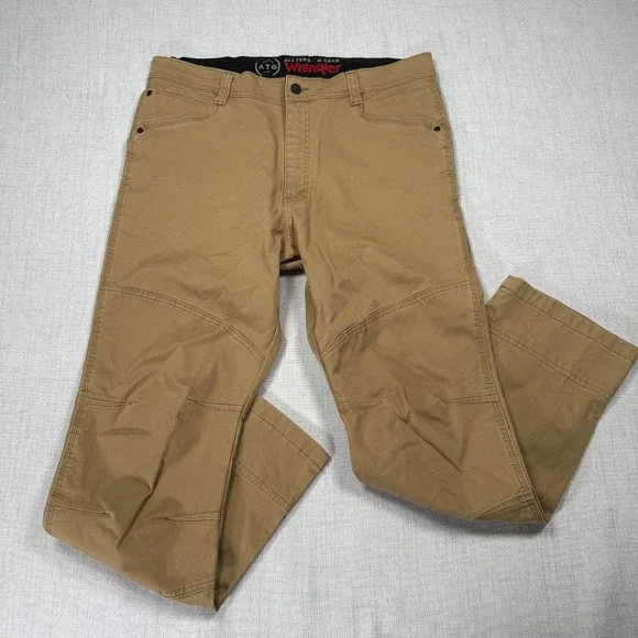 Wrangler ATG Pants Mens 38x30 Brown Canvas All Terrain Gear Double Knee NS857KL - Picture 1 of 9